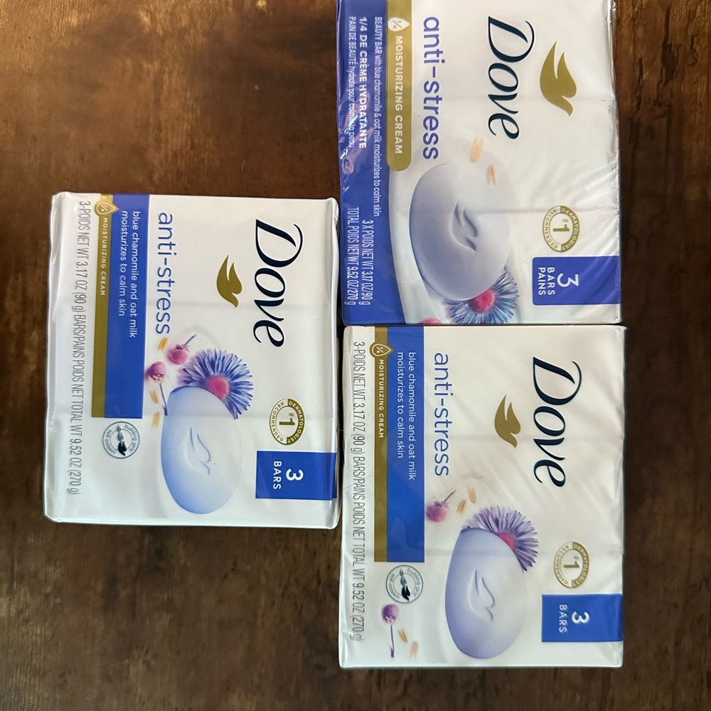 Dove Anti-Stress Moisturizing Cream Bar Soap - Lavender Blue (3-Pack)